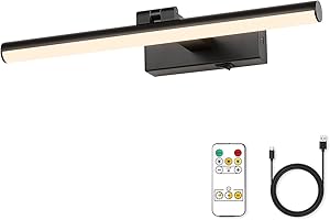 Joosenhouse Battery Operated Picture Light Rechargeable with Timer Switch, Dimmable Wireless Art Wall Sconce 15.75" with Adjustable Swing Arm Accent Light Lamps 3000K Black