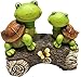 LA JOLIE MUSE Garden Statue Figures Turtles on a Log, 9 Inch Large Resin Patio Lawn yard Indoor Outdoor Decorations, Housewarming Gift