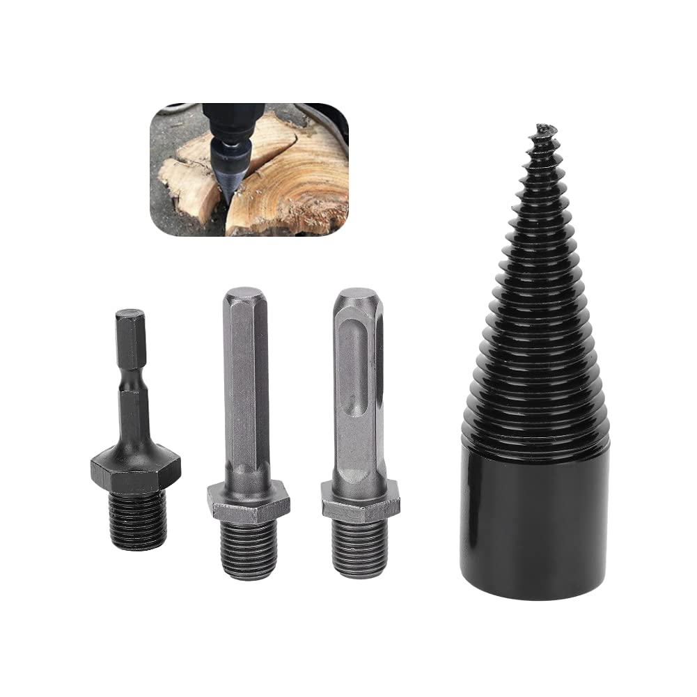 Firewood Drill Bit Kit, 32mm Log Splitter Wood Splitter Drill Bit Firewood Splitter, Log Splitting Cone Driver, for Splitting Wood/Firewood