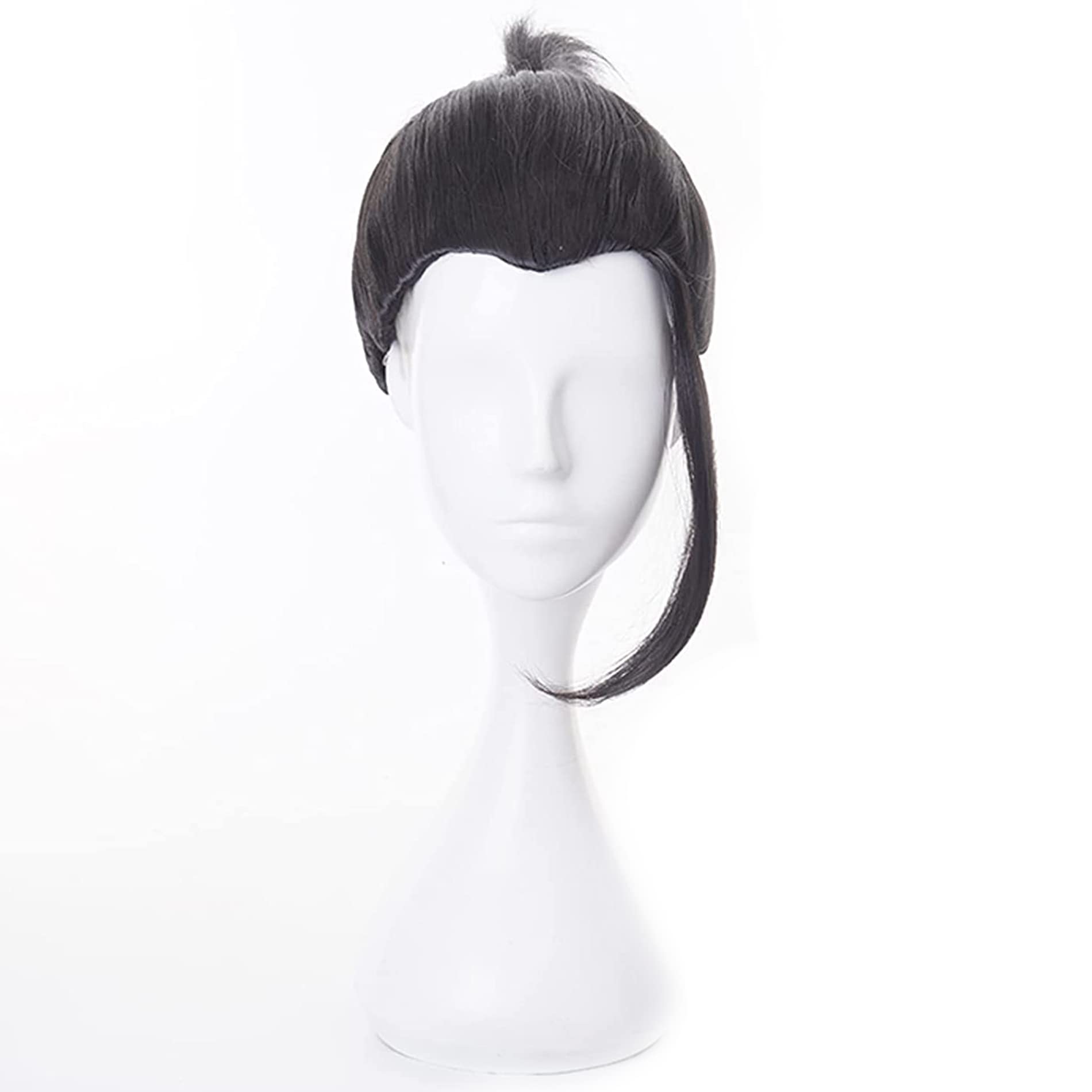 Black Bun Short Straight Cosplay Wig for Men Conventions Halloween Comic Con Party Japanese Popular Magic Battle Anime Heat Resistan Hair — image 1