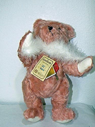 Hermann Teddy Original 'SWEET ROSE' Rose color 14 INCHES #23 of 4,000. Growler. Signed by G.G. Hermann 1990 100% Mohair