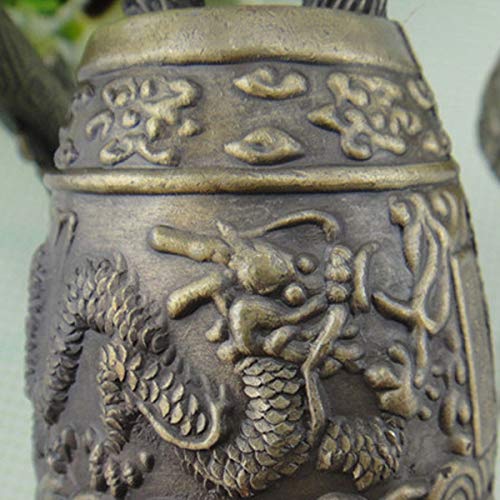 ZUINIUBI Chinese Antique Retro Style Bronze Bell Decoration Chinese Classical Percussion Musical Instrument Etiquette Cultural Representation Meditation Gong with 7 Ornate Cow Bell Set - Thumbnail 3