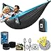 Double Hammock Camping Gear Straps | Best Portable Parachute Nylon 2 Person Folding Hammock with Tree Hanging Straps, Rope & Instruction Booklet | Ideal for Travel, Hiking & Backpacking