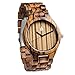 Treehut Men's Zebrawood Wooden Watch with Zebrawood Wood Strap Quartz Analog