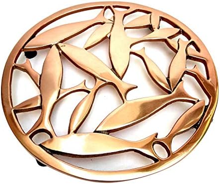 Kraftyhome Posperity Trivet for Kitchen Or Dining Table | Heatpad for Dining Table | Round with Fish Pattern - 8 x 8" | Vintage, Rustic Design -FSHROSE