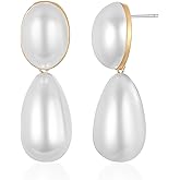 ENSKEFEN Pearl Drop Earrings for Women Vintage Statement Gold Pearl Dangle Earrings Chunky Earrings Fashion Jewelry