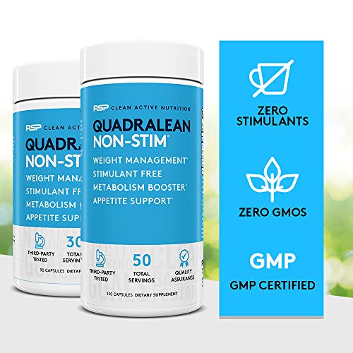 RSP QuadraLean - Stimulant Free Weight Management, Metabolism Booster, Energy & Appetite Support - CLA, L-Carnitine, Green Tea Extract, Non-Stim Formula, 50 Serv (Packaging May Vary)
