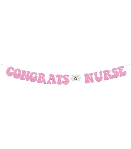 Helewilk Nursing School Survivor Banner – Pink, Glitzernd, Für Pflegeschul-Abschluss 2023