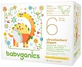 Babyganics Ultra Absorbent Diapers, Size 6, 58 Count
