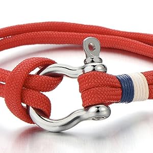 COOLSTEELANDBEYOND Stainless Steel Gold Anchor Shackle Leather Bracelet - 8.07 Inch Nautical Sailor Bracelet For Men & Women - View #6