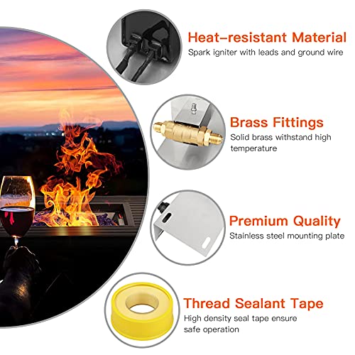 EXCELFU Fire Pit Gas Burner Spark Ignition Kit Including Push Button