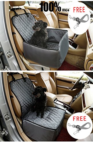 Pet Front Seat Cover Pet Booster Seat, C&D 2 in 1 Deluxe Dog Seat Cover for Cars Waterproof Dog Front Seat Cover Pet Bucket Seat Cover (Gray)