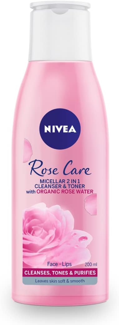 NIVEA MicellAIR 2 in 1 Rose Water Cleanser Toner 200ml Waterproof Makeup Remover