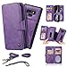 CORNMI Note 9 Wallet Case, Mirror 13 Card Holders Crossbody Wrist Strap kickstand Detachable Purse Leather Folio Zipper Pocket Flip protective Cover for N9 Purple