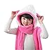 Kids Toddler Cartoon Fleece Hat Gloves Scarf 3 in 1 Set Girls Boys Winter Cute Warm Long Hoodie Earflap Hat Rose