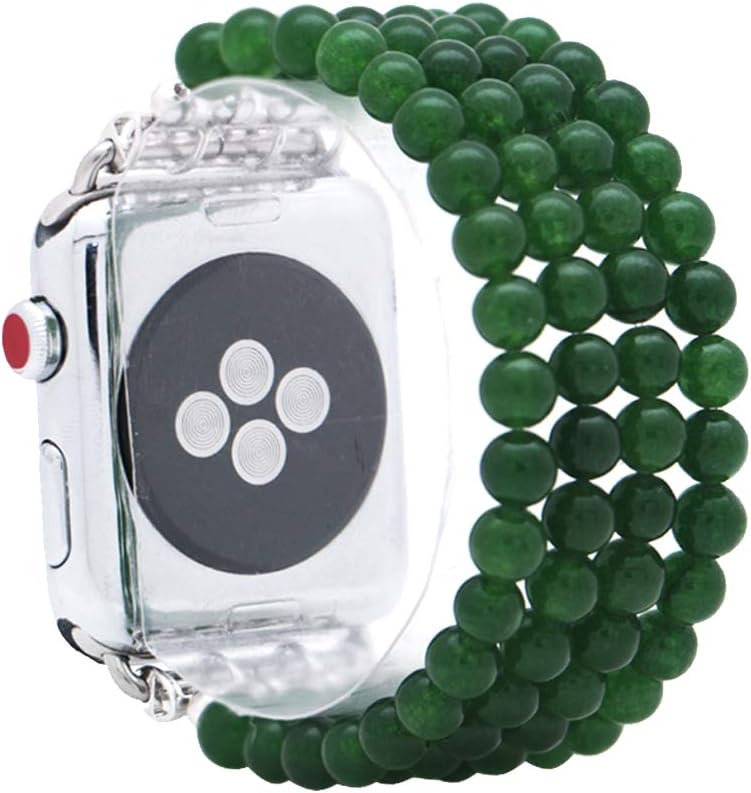 KAI Top Fashion Watch Band Compatible with Apple Watch 42mm 44mm for Women Girls, Quartz Beaded Elastic Band Replacement Stretch Strap Compatible for iWatch Series SE & Series 6 5 4 3 2 1