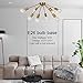 VINLUZ Modern Ceiling Lighting Brass 8 Lights Flush Mount Sputnik Chandelier Mid Century Pendant Chandeliers for Dining Room Bedroom Kitchen Living Room Hallway