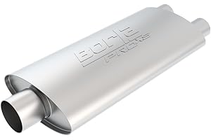 BORLA 40349 ProXS Universal Performance Muffler 3" Single Center Inlet/Dual 2.5" Outlets 4" x 9.5" Oval x 19" Long Body 25" Overall Length Reversible Design T-304 Stainless Steel