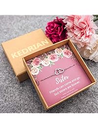 Kedrian - Pulsera de plata de ley 925 con corazones entrelazados, regalo para hermanas, hermanas, hermanas grandes, regalos de cumpleaños para hermanas, regalo para hermanas, regalo para hermanas, regalo de cumpleaños para hermanas, regalo para hermanas,