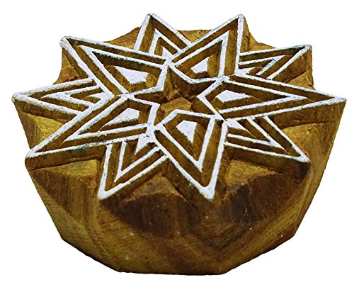 Indian Wood Block Art Decorative Stamps Blockprint Star Handcarved Printing Block