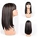 HAIRWAY Straight Wigs with 50% Human Hair and 50% Premium Japanese Fiber Like Real Human Hair Wig for Black Women Synthetic Wigs Straight Hair with Bangs for Daily Wear 14inches #1B/30