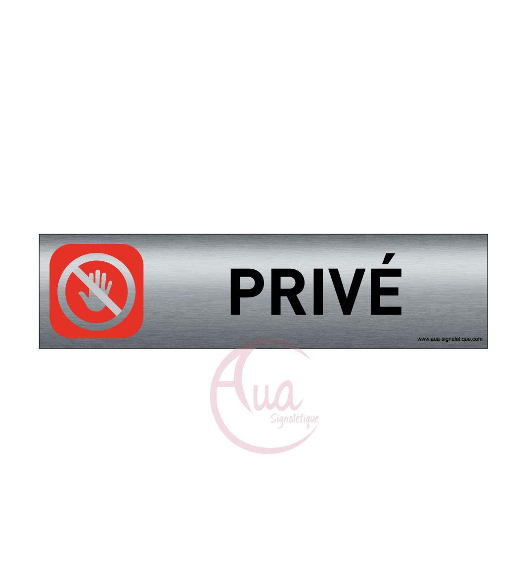 Plaque de porte aluminium brossé imprimé -Dimensions 200 x 50 mm - Double face adhésif au dos - Impression UV directement sur l'aluminium (Pas de contre collage) (privé 2)