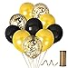 Graduation 2023 Decorations Gold Black Balloons Metallic Gold Balloon 12 Inch Black Balloon Gold Confetti Balloons 36 Pack for Birthday Class of 2023 Decors