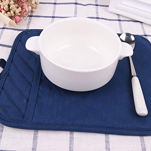 Anyi Oven Pot Holders with Pocket, 100% Cotton Oven Mitts Oven Pads with Feature of Heat Resistant Potholders Non Slip for Cooking Baking, Set of 3 (Blue) - Thumbnail 6