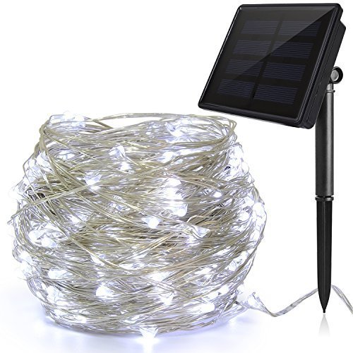 Ankway Solar Christmas Lights White 200 LED 3-Strand Copper Wire Solar String Lights 8-Mode 72ft Sol - //coolthings.us