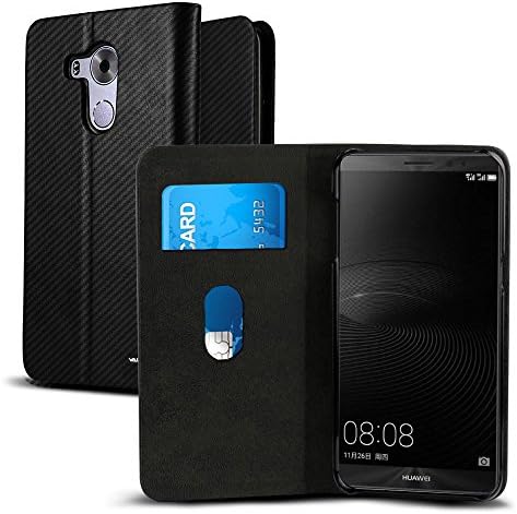Mate 8 Case, VALKYRIE Huawei Mate 8 Flip Slim Wallet Case For Huawei Mate 8 with Card Slot Flip Cover and Stand Feature - Black Carbon Fiber