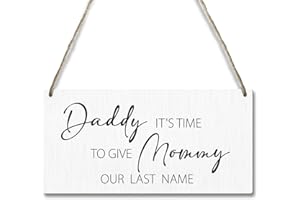 GaNiao Ring Bearer Sign It’s Time To Give Mommy Our Last Name, Daddy Here Comes Mommy Wooden Hanging Sign Rustic Wedding Decor Sign Engagement Ceremony Decorations for Porch Outdoor Wedding Stuff