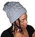 Always Eleven Satin Lined Knit Beanie Slouchy Hat with Pom Pom (Grey)
