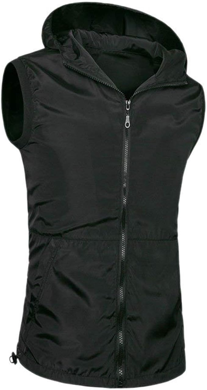 Men's Hooded Vest Vest Sport Outdoor Men's Waistcoat with Casual Men Party Zip Slim Fit Hoodies