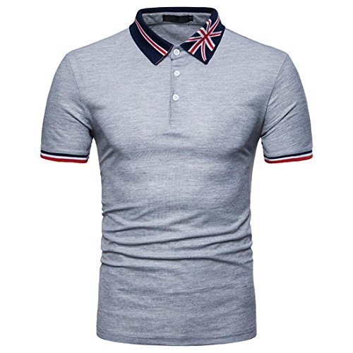 Sumen Mens Summer Fashion Print Classic Fit Golf Polo Tees Shirts Short Sleeve T-Shirts (XL, Gray) - Thumbnail 3