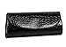 Bundle Monster Womens Envelope Evening Patent Croc Skin Embossed Clutch - BLACK