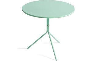Xdeco Minimalist Design 31.5 Inch Diameter Round Metal Patio Table, Bistro Table, Dining Table, Suitable for Indoor and Outdoor Cafes and Restaurants (Seaglass Green)