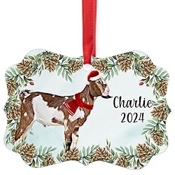 Red White Nubian Goat Christmas Ornament 2024