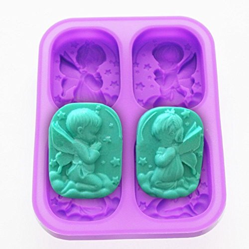 Sharlity Boy Girl Angel Rectangular Soap Mold Silicone Candle for Homemade Craft