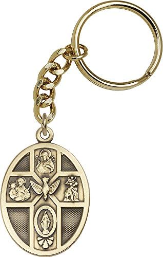 Antique Gold 5-Way / Holy Spirit Keychain.