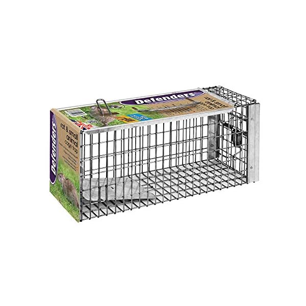 Defenders-VIC0068-Rat-and-Squirrel-Cage-Trap-Humane-Easy-to-Bait-and-Set-Long-Lasting-Galvanised-Mesh-Silver Defenders Rat and Squirrel Cage Trap (Humane, Easy to Bait and Set, Long-Lasting Galvanised Mesh), Silver, STV088, One…