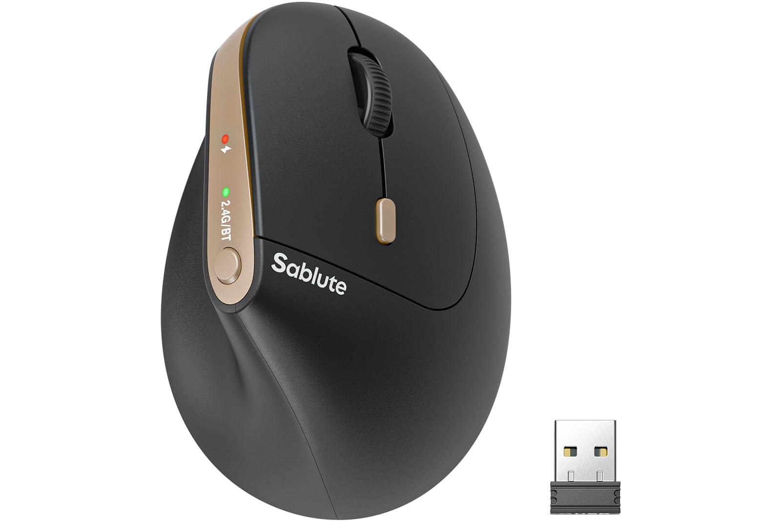 Photo 1 of SABLUTE MAM3 Ergonomic Mouse, Bluetooth Mouse for Small/Medium Hands,Dual-Device Connectivity for Computer/Laptop, Rechargeable Wireless Vertical Mouse with 4 Adjustable DPI for Window,Mac OS,Black