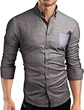 Grin&Bear Slim Fit men's chambray contrast pocket, grey, M, SH00560