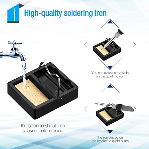 Soldering Iron Kit 60W,Adjustable Temperature Soldering Iron,ESD Wristband, 5 Solder Tips, Solder Sucker, Solder Wire, Soldering Iron, Tweezers,with Tool Carry Case - Thumbnail 7