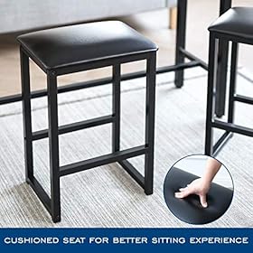 HOMOOI 24" Bar Stool Set of 2 Counter Height Bar Stools with Footrest Cushioned Top Backless Kitchen Dining Chair with Metal Frame, Black 514qW9au75L