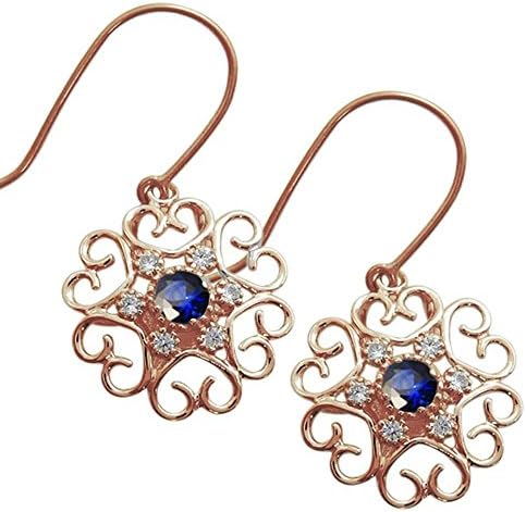 ハート ピアス サファイア フックピアス ピンクゴールド アンティーク 注目ブランド 18金 K18 18k