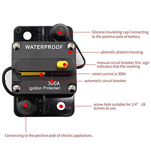ANJOSHI 300Amp Waterproof Circuit Breaker 20A-300A with Manual Reset Inline Fuse Inverter for Car Rv Marine Automotive Stereo Audio Electronic System 12V-36VDC - Thumbnail 3