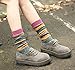 Santwo Colorful Stripe Warm Wool Blend Knited Hold-up Boot Crew Socks Leg Warmer 1-5 Pairs Size - US 6.5-10.5 (model 2-5 Pack)
