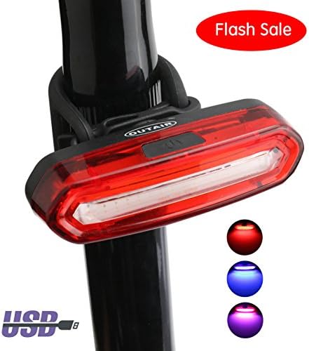 Outair Bike Light Bicycle Rear Light Headlight USB Rechargeable Taillight Helmet Head light Backpack LED Safety Light Walking Running Warning Light (Red&amp;Blue&amp;Pink)