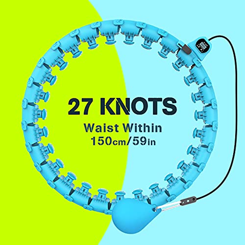oneday Smart Weighted Hoola Fitness Hoops for Adults, 27 Detachable Knots with Smart Counter Hula Circle Hoops, 2 in 1 Abdomen Fitness Non-Fall Exercise Hoops Massage Adjustable Auto-Spinning Ball