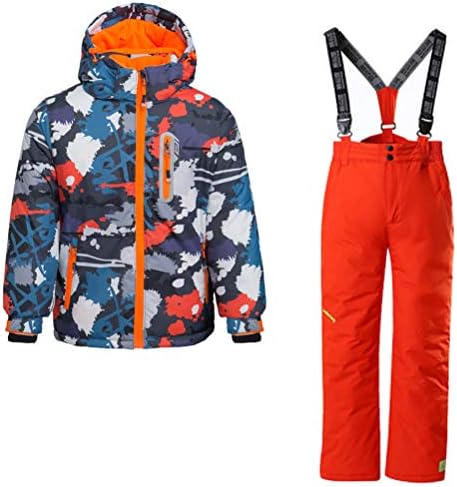 Skijakkeset Youth Girls Boys Snow Suit 2Pcs Winter Warm Outdoor Mountain Waterproof Windproof Snowboarding Skiing Jackets with Snow Ski Bib Pants US 4-16